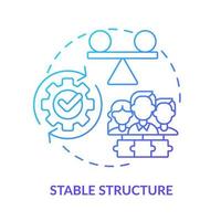 ícone de conceito gradiente azul estrutura estável. sociedade cooperativa benefício idéia abstrata ilustração de linha fina. estabilidade na organização. desenho de contorno isolado. vetor