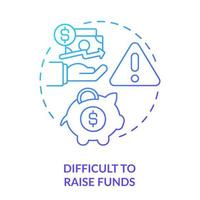 difícil angariar fundos ícone de conceito gradiente azul. sociedade cooperativa desvantagem idéia abstrata ilustração de linha fina. desafios de captação de recursos. desenho de contorno isolado. vetor