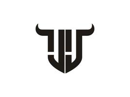 design inicial do logotipo do touro jj. vetor