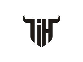 design inicial do logotipo do touro ih. vetor