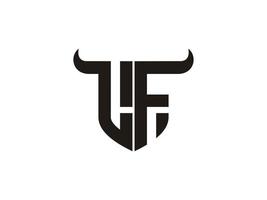 design inicial do logotipo do touro lf. vetor