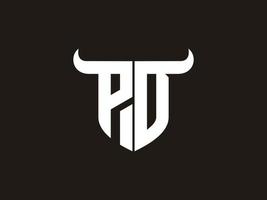 design inicial do logotipo do touro pd. vetor