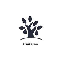 símbolo de árvore de fruto de sinal de vetor é isolado em um fundo branco. cor do ícone editável.