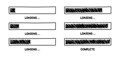 barra de carregamento de progresso. elemento de design de infográficos com status de conclusão. ilustração vetorial desenhada à mão vetor