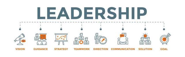 ilustração de banner de conceito de liderança com ícones. vetor