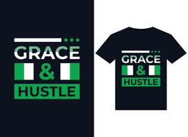 ilustrações de grace hustle para o design de camisetas prontas para impressão vetor