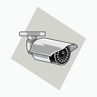 ícone de cctv branco - cctv em forma de tubo com lente preta - ícone colorido, símbolo, logotipo de desenho animado para sistema de segurança vetor