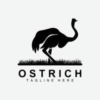 design de logotipo de avestruz, ilustração de animais do deserto, vivendo na floresta, produto de marca de camelo vetorial vetor