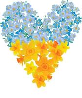 aquarela flores coração ucraniano vetor