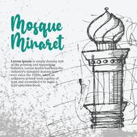 esboço de minarete da mesquita do ramadã doodle de linhas caóticas vetor