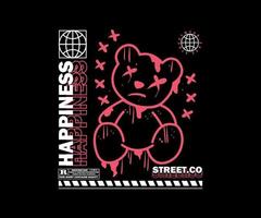 urso design gráfico estético para camiseta street wear e estilo urbano vetor