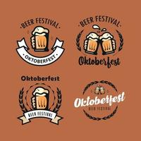 oktoberfest vintage mão desenhando logotipos e crachás. conjunto de vetores premium