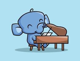 um elefante fofo está tocando piano clássico. vetor de desenho animado premium.