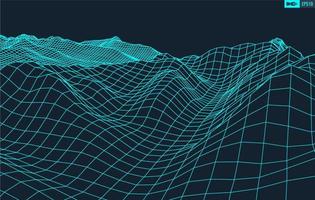 3d wireframe terreno grande angular eps10 vetor