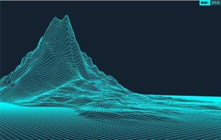 3d wireframe terreno grande angular eps10 vetor