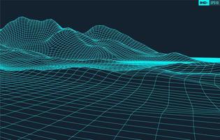 3d wireframe terreno grande angular eps10 vetor