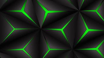 polígono preto luz verde design de tecnologia futurista ilustração vetorial abstrato vetor