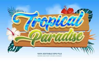 efeito de estilo de texto editável paraíso tropical vetor