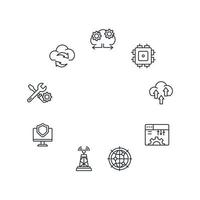 conjunto de ícones de tecnologia de rede. elementos de vetor de símbolo de pacote de tecnologia de rede para web infográfico