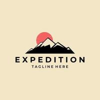 ilustração de modelo de design de vetor de logotipo de montanha de expedição