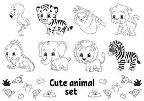 página para colorir para crianças. tema animal. carimbo digital. personagem de estilo de desenho animado. ilustração vetorial isolada no fundo branco. vetor