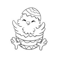 linda garota em um ovo de páscoa. página do livro de colorir para crianças. personagem de estilo de desenho animado. ilustração vetorial isolada no fundo branco. vetor