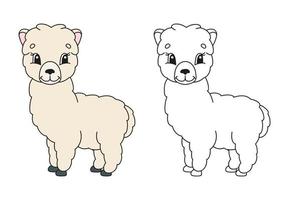 página do livro para colorir para crianças alpaca. personagem de estilo de desenho animado. ilustração vetorial isolada no fundo branco. vetor