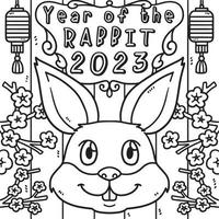 ano do coelho 2023 para colorir para crianças vetor