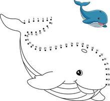 página para colorir isolada de baleia ponto a ponto para crianças vetor