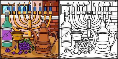 ilustração de decantador de óleo e cálice de hanukkah vetor