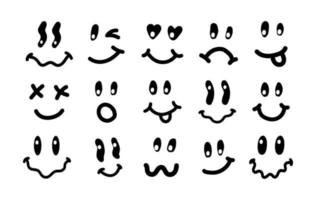 derretendo a ilustração vintage do sorriso. logotipo de rosto de sorriso derretido psicodélico retrô. sorriso gotejante. bom humor. adesivo emoji positivo. cara de emoji groovy de vetor. vetor