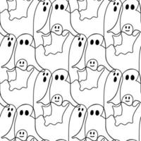 padrão perfeito com ilustração de fantasmas em um fundo branco vetor