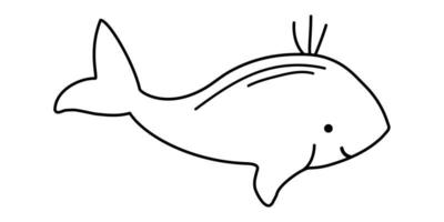 syule engraçado do doodle desenhado à mão do dolphinin. animal subaquático fofo. ilustração vetorial. vetor