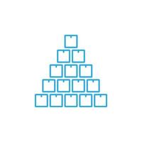 ícone de linha abstrata de inventário de vetor eps10 azul isolado no fundo branco. pilha de caixas descrevem símbolos em um estilo moderno simples e moderno para o design do seu site, logotipo e aplicativo móvel