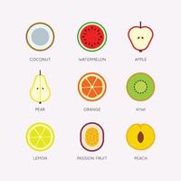 ícones de frutas coloridas planas vetor