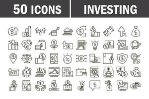 economia e conjunto de ícones de negócios de investimento vetor