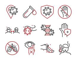 pacote de ícones de pictograma bicolor de assistência médica e infecção viral vetor