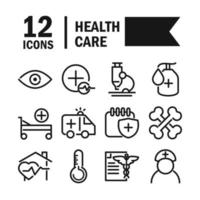 conjunto de ícones de pictograma de linha de saúde vetor