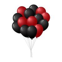 balões de aniversário vermelhos e pretos realistas vetor