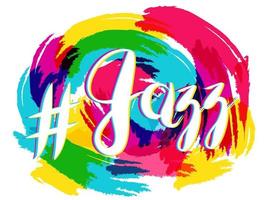 letras de jazz hashtag no fundo do local, amarelo e azul vetor