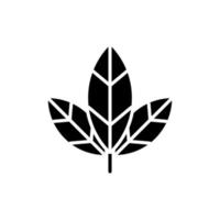 ícone de folha de glifo preto simples. vetor
