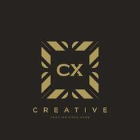 vetor de modelo de logotipo de monograma de ornamento de luxo de carta inicial cx