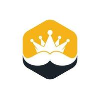 design de logotipo de vetor bigode rei. logotipo de coroa de bigode elegante e elegante.