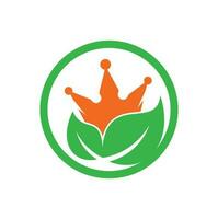 design de logotipo de vetor de coroa de folha. modelo de design de logotipo da empresa de terapia de coroa de folha verde.