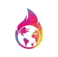 modelo de design de logotipo de vetor de planeta de fogo. design de ícone de fogo e terra.
