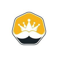 design de logotipo de vetor bigode rei. logotipo de coroa de bigode elegante e elegante.