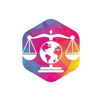 ícone de vetor do logotipo da lei do globo. escalas no design do ícone do globo.