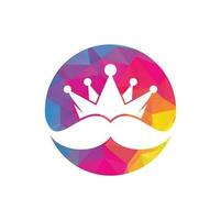 design de logotipo de vetor bigode rei. logotipo de coroa de bigode elegante e elegante.