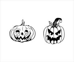 ilustração em vetor silhueta de halloween. abóbora de halloween. elemento de design de doodle místico desenhado à mão uma magia e feitiçaria.