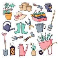 conjunto de ícones de jardinagem e cultivo vetor